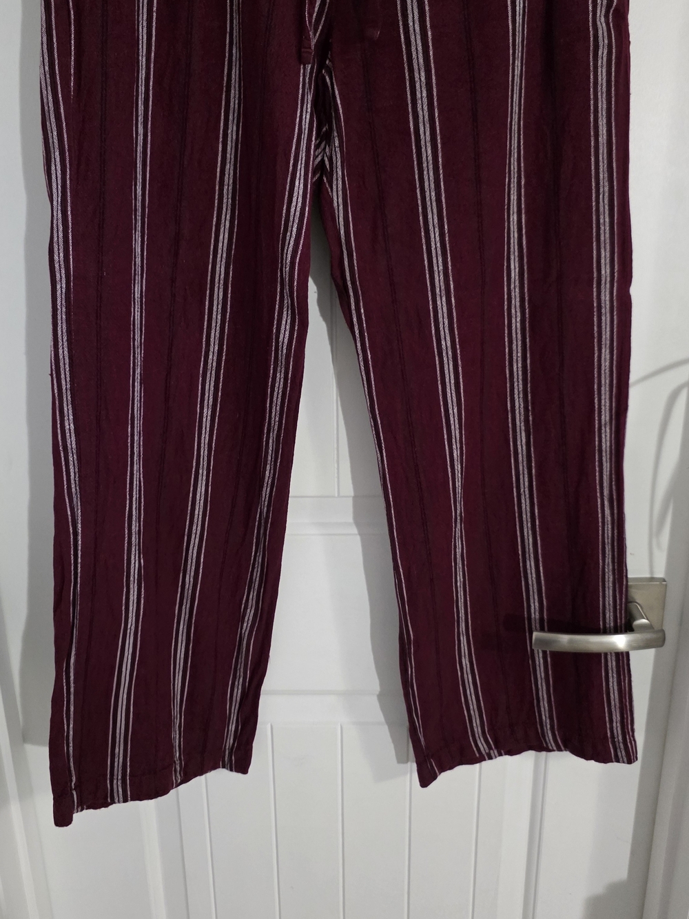 Old Navy Burgundy Striped Linen Blend Wide Leg Pull-On Pants Size M - Picture 7 of 10